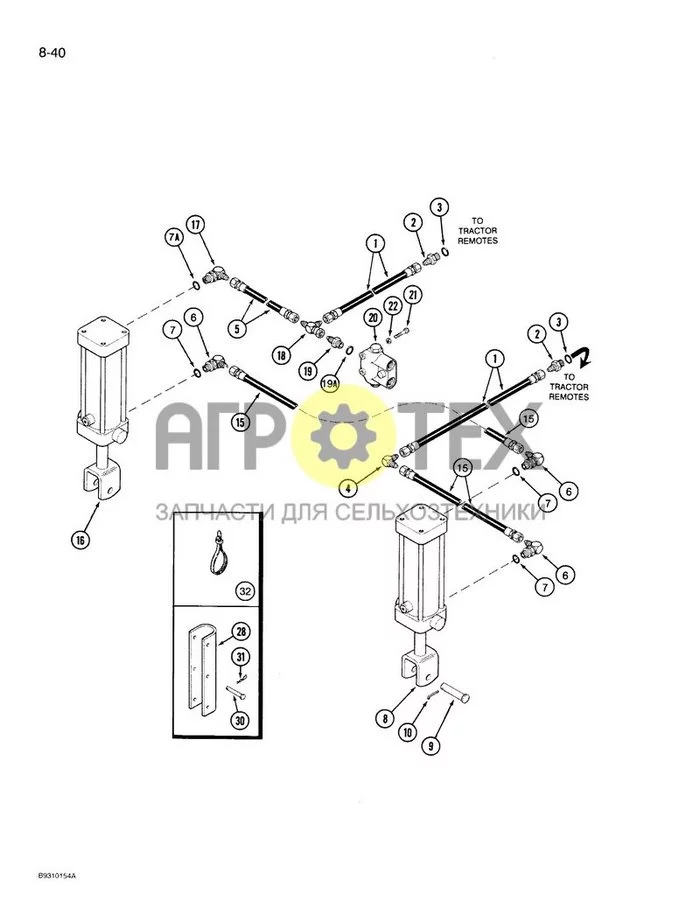 8-040 - ГИДРАВЛИЧЕСКАЯ СИСТЕМА НЕСУЩЕГО КОЛЕСА, 4- И 6-РЯДНОЕ УЗКОЕ, ЖЕСТКОЕ, 4-РЯДНОЕ ШИРОКОЕ, ЖЕСТКОЕ (№32 на схеме)