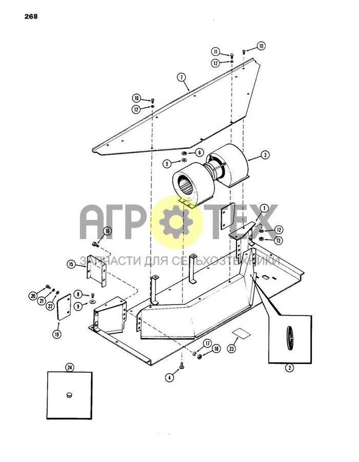 268 - CAB, PLENUM, W/O HEATER OR AIR CONDITIONER, BETTENDORF (№6 на схеме)