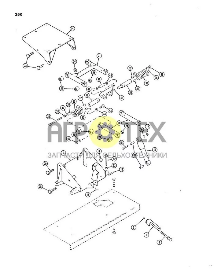 ПОДВЕСКА НА 250 ПОСАДОЧНЫХ МЕСТ, ИСПОЛЬЗОВАВШАЯСЯ ДО ВЫПУСКА ТРАКТОРА С СЕРИЙНЫМ НОМЕРОМ 8693001 (№17 на схеме)