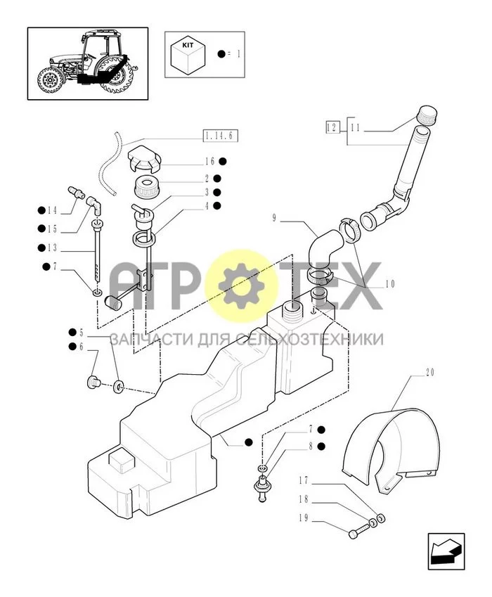 1.14.0/02 - (АРТИКУЛ 207) ТОПЛИВНЫЙ БАК С ЗАЗОРОМ ОТ ЗЕМЛИ 70 ММ - ТОПЛИВНЫЙ БАК И ОГРАЖДЕНИЕ (№19 на схеме)