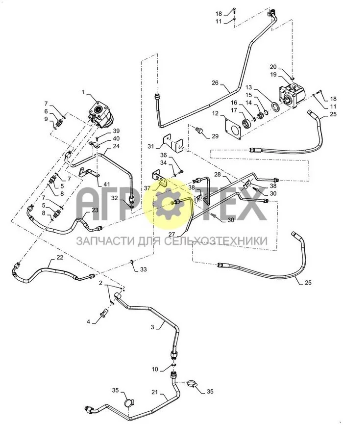 41.200.AE[01] - РУЛЕВОЕ УПРАВЛЕНИЕ НАСОС ШЛАНГ В СБОРЕ, МЕХАНИЧЕСК. SHUTTLE, ПОЛНЫЙ ПРИВОД (№12 на схеме)