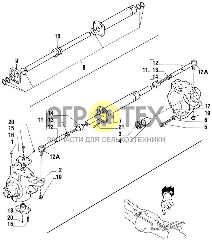 05-09[01] - STEERING CYLINDER AND SWIVEL HOUSINGS FOR AXLES 'A,B' (№6 на схеме)