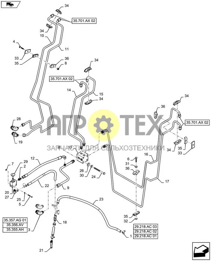 35.701.AX [01] - ПОДКЛЮЧЕНИЕ КЛАПАНА ПОГРУЗЧИКА (№25 на схеме)