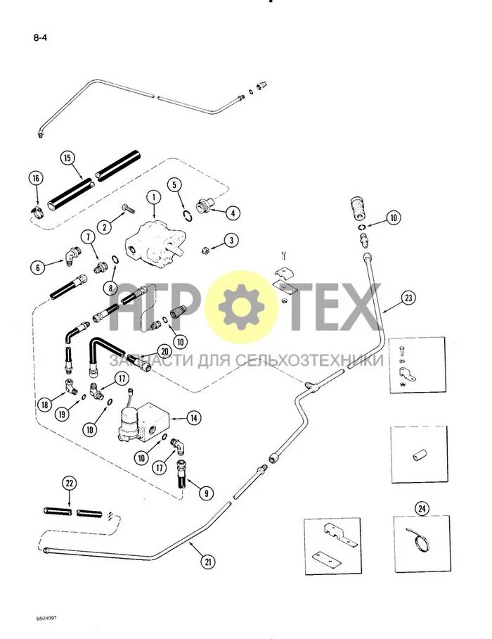 8-04 - ГИДРАВЛИЧЕСКАЯ СИСТЕМА ПРИВОДА БАРАБАНОВ ДЛЯ КОМБАЙНОВ 1420E, 1440E, 1460E И 1480E (№24 на схеме)