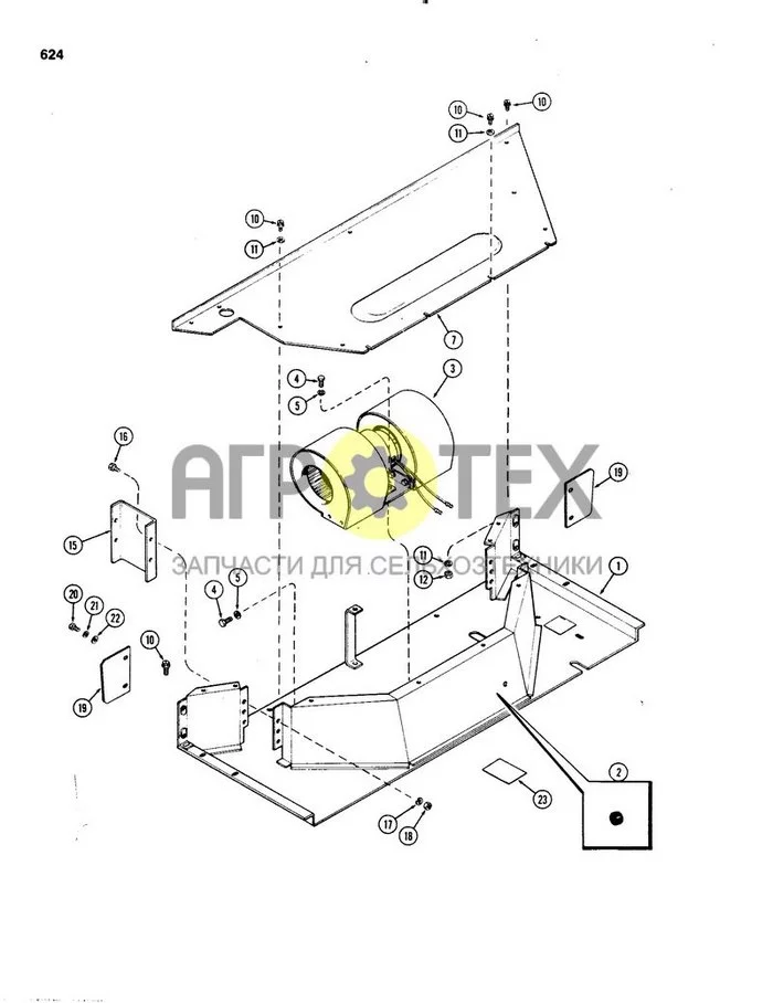 0624 - CAB, PLENUM, WITHOUT HEATER OR AIR CONDITIONER, 1ST USED CAB SERIAL NUMBER 7814176 (№18 на схеме)