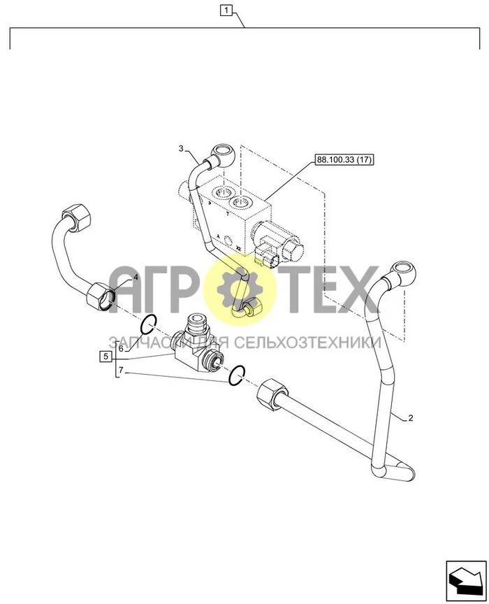 88.100.33[18] - DIA ДИЛЕРСКИЙ КОМПЛЕКТ, ГИДРАВЛИЧЕСКИЕ ТОРМОЗА ПРИЦЕПА, ПРЕДОХРАНИТ КЛАПАН, ТРУБОПРОВОДЫ (№6 на схеме)