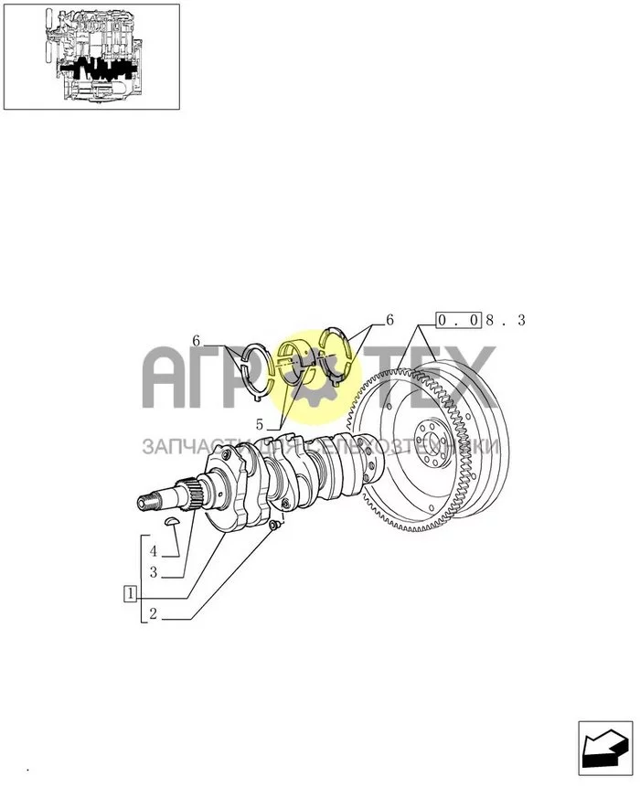 0.08.0 - ДВИГАТЕЛЬ, КОЛЕНЧАТЫЙ ВАЛ (99475904) (№4 на схеме)