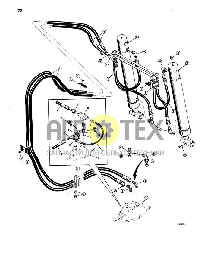 70 - ГИДРАВЛИКА КОВША ПОГРУЗЧИКА (№4 на схеме)