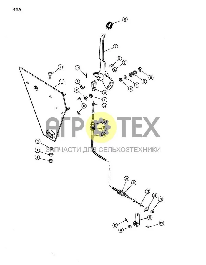 041A - РУЧНОЕ УПРАВЛЕНИЕ ДРОССЕЛЬНОЙ ЗАСЛОНКОЙ, ДИЗЕЛЬНЫЙ ДВИГАТЕЛЬ 267B, ПЕРВЫЙ ПОДЕРЖАННЫЙ ТРАКТОР, АРТИКУЛ 8693001 (№4 на схеме)