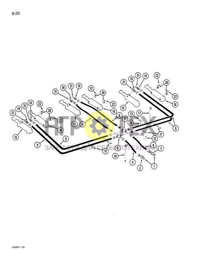 8-20 - ГИДРАВЛИЧЕСКАЯ ПОДЪЕМНАЯ СИСТЕМА, ТРИ СВЕРЛА, 16 X 6, 20 X 6, 24 X 6 И 28 X 26 (№1 на схеме)