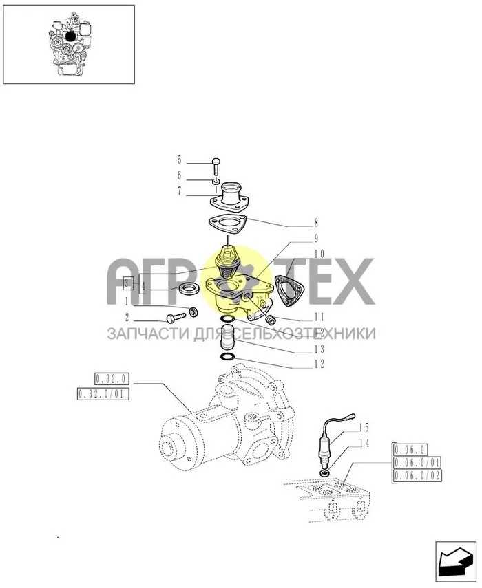 0.32.6 - THERMOSTAT AND RELATED PARTS (№12 на схеме)