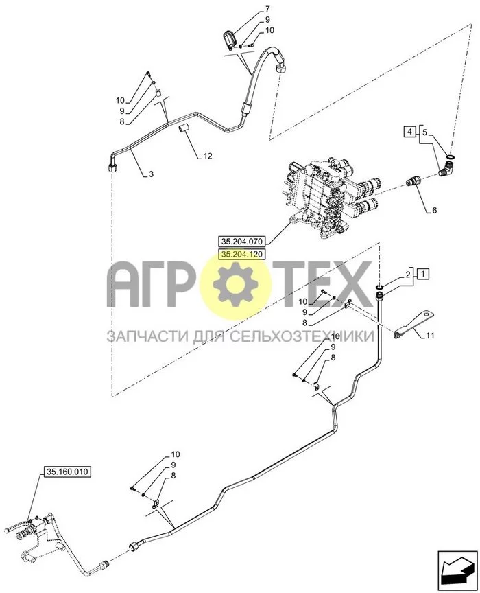 35.160.020 - VAR - 340634, 758933 - 3 POINT HITCH, FRONT, REMOTE, VALVE, HYD. LINE, W/ MULTIFUNCTIONAL AXLE SUPPORT (MAS), CAB (№10 на схеме)