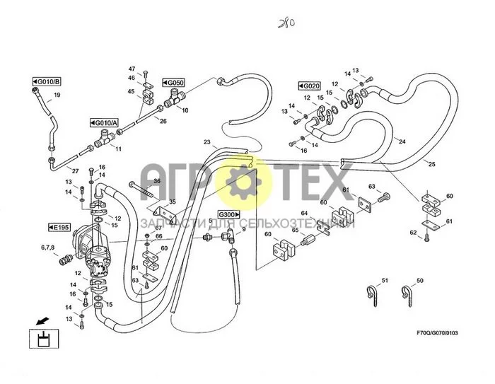 G070 - ГИДРАВЛИЧЕСКАЯ СИСТЕМА, ГИДРАВЛИЧЕСКОЕ ОБОРУДОВАНИЕ МЕХАНИЗМА ПЕРЕМЕЩЕНИЯ (№67 на схеме)