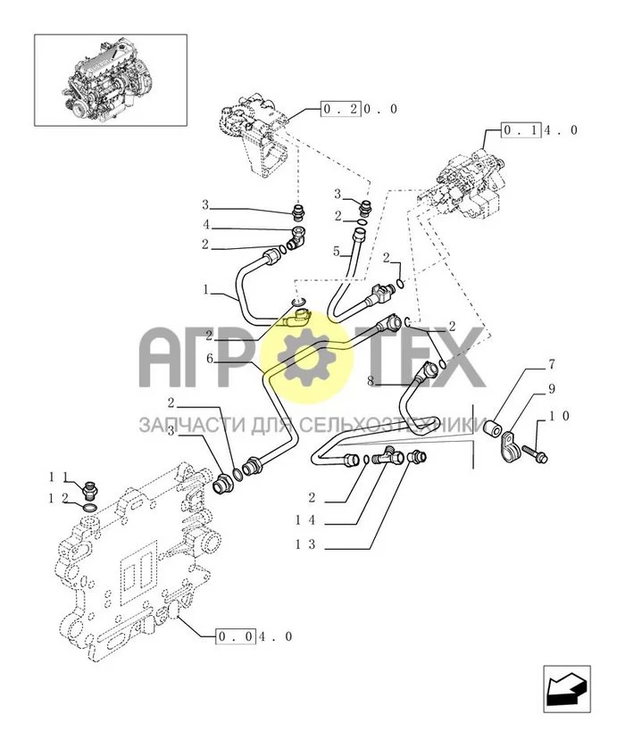 0.20.3[01] - ТОПЛИВОПРОВОДЫ И СОПУТСТВУЮЩИЕ ДЕТАЛИ (504192460) (№2 на схеме)