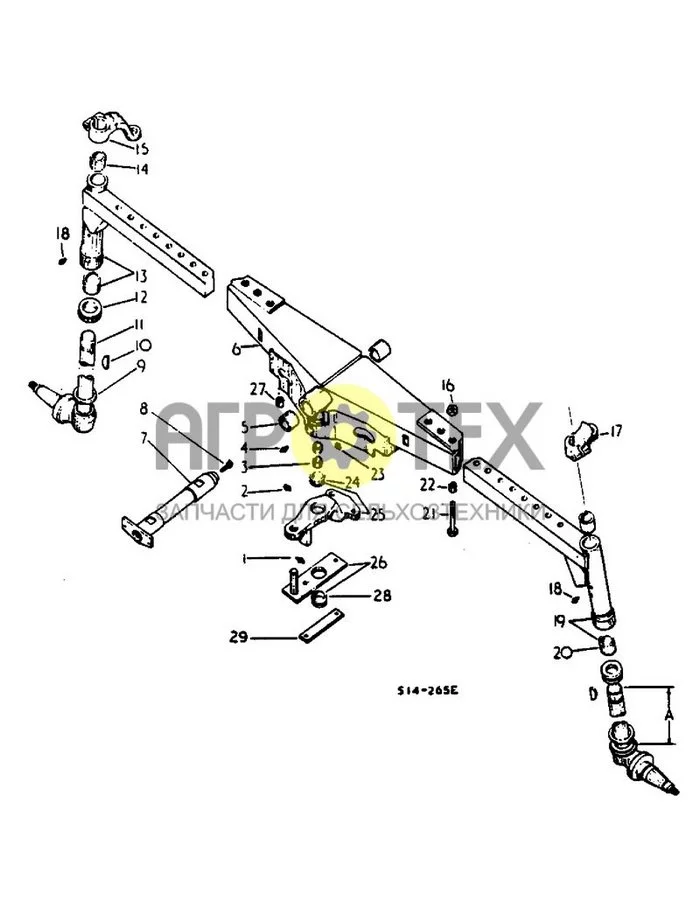 14-03 - SUSPENSION, ADJ. FRONT AXLE, STRAIGHT, 52-80' TREAD, LOW PROFILE UTILITY TRACTORS, ROW CROP TRACTORS (№12 на схеме)