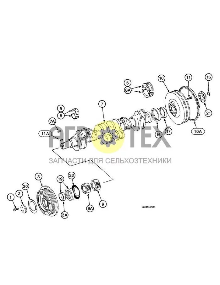 9B-08 - CRANKSHAFT, FLYWHEEL AND BEARINGS (№1 на схеме)