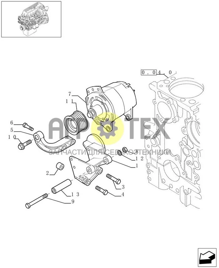 0.40.0[01] - ALTERNATOR (504056288) (№9 на схеме)