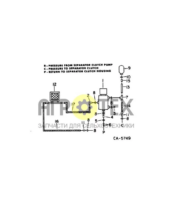 10-15 - ГИДРАВЛИКА, СХЕМА СЦЕПЛЕНИЯ СЕПАРАТОРА (№16 на схеме)