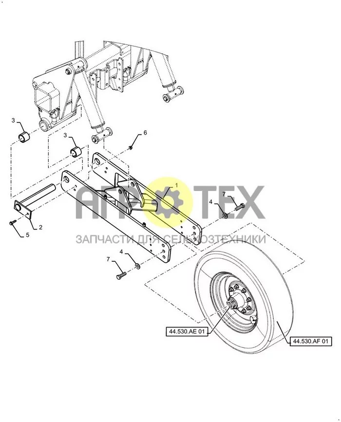 44.530.AB[01] - ДЕРЖАТЕЛЬ, КОЛЕСО, ПОДВЕСКА, ЦЕНТР, РАЗДЕЛ ; (Var) P55A06EF, P55B06EF, P55C06EF (№6 на схеме)