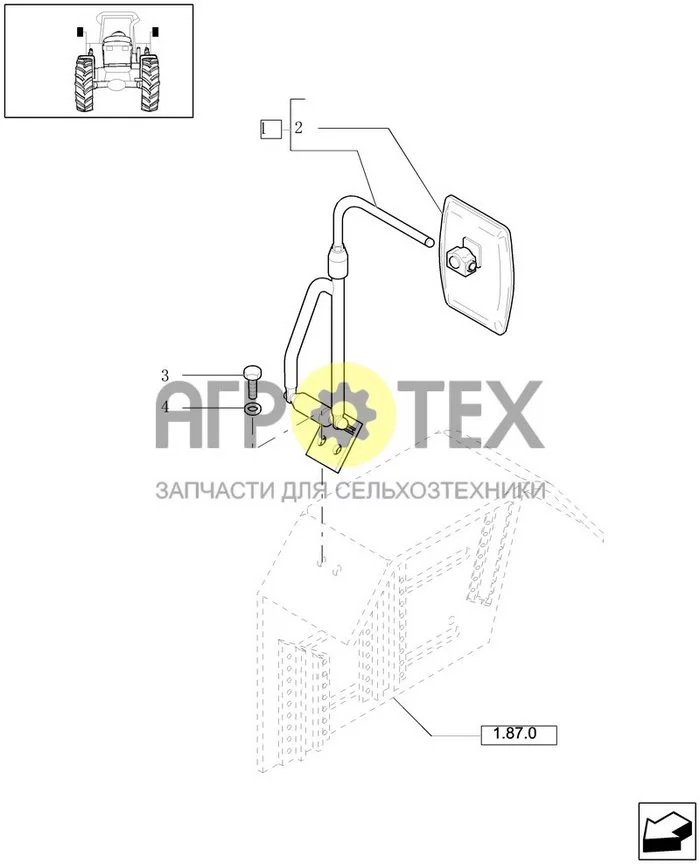 1.93.6/01 - (АРТИКУЛ 878) ЗЕРКАЛО ЗАДНЕГО ВИДА (Д/КАБИНЫ) (№3 на схеме)