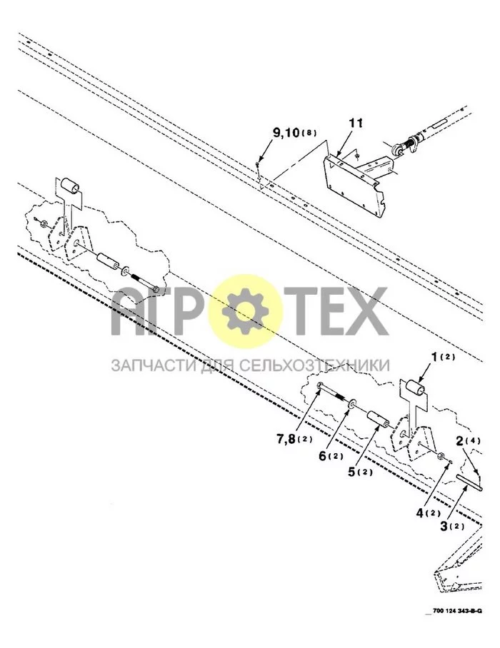 7-02 - УЗЕЛ КРЕПЛЕНИЯ ЖАТКИ (С.N. CFH0032001 ПО CFH0032660) (№10 на схеме)