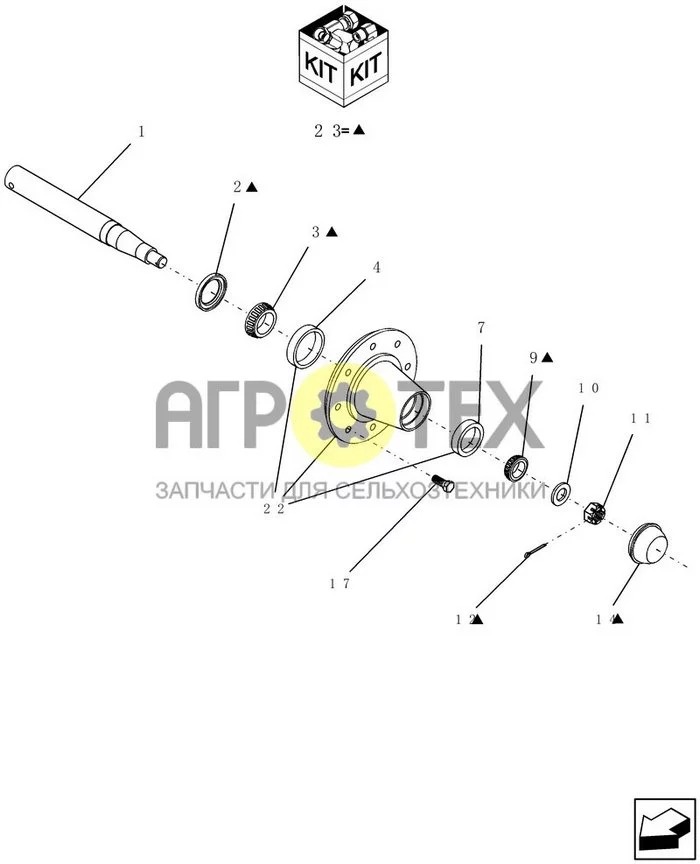 D.13.B[17] - FRONT HUB/SPINDLE ASSEMBLY - 8 BOLT HUB, 2' SPINDLE (ADX3380) (№12 на схеме)