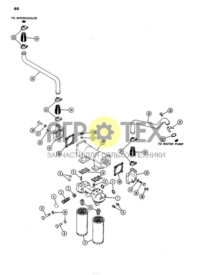 060 - МАСЛЯНЫЙ ФИЛЬТР И ТЕПЛООБМЕННИК, УСТРОЙСТВО ПОДАЧИ ТОПЛИВА БЕЗ ИСПОЛЬЗОВАНИЯ ДВИГАТЕЛЯ, ДИЗЕЛЬНЫЕ ДВИГАТЕЛИ 504DTI С ПРОМЕЖУТОЧНЫМ ОХЛАЖДЕНИЕМ (№16 на схеме)
