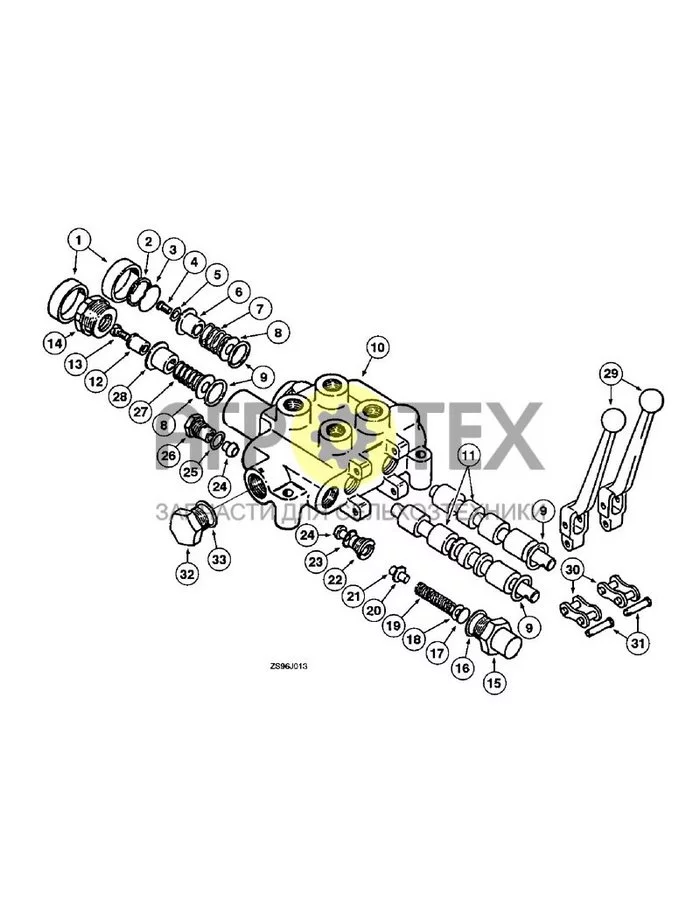 2-48 - ГИДРАВЛИЧЕСКИЙ РЕГУЛИРУЮЩИЙ КЛАПАН ДЛЯ ВНЕШНЕГО УПРАВЛЕНИЯ ЗАГРУЗЧИКОМ (№23 на схеме)