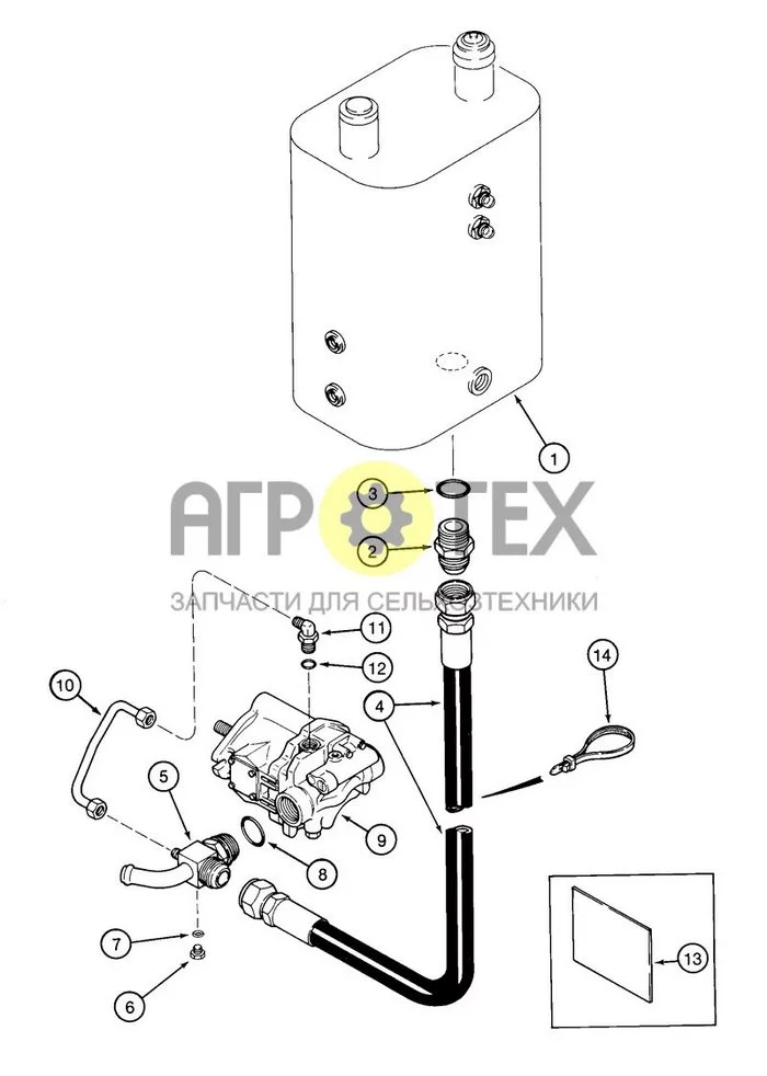 8-08 - РЕЗЕРВУАР ДЛЯ ПОДКЛЮЧЕНИЯ К СИСТЕМЕ ГИДРАВЛИЧЕСКИХ НАСОСОВ (№14 на схеме)
