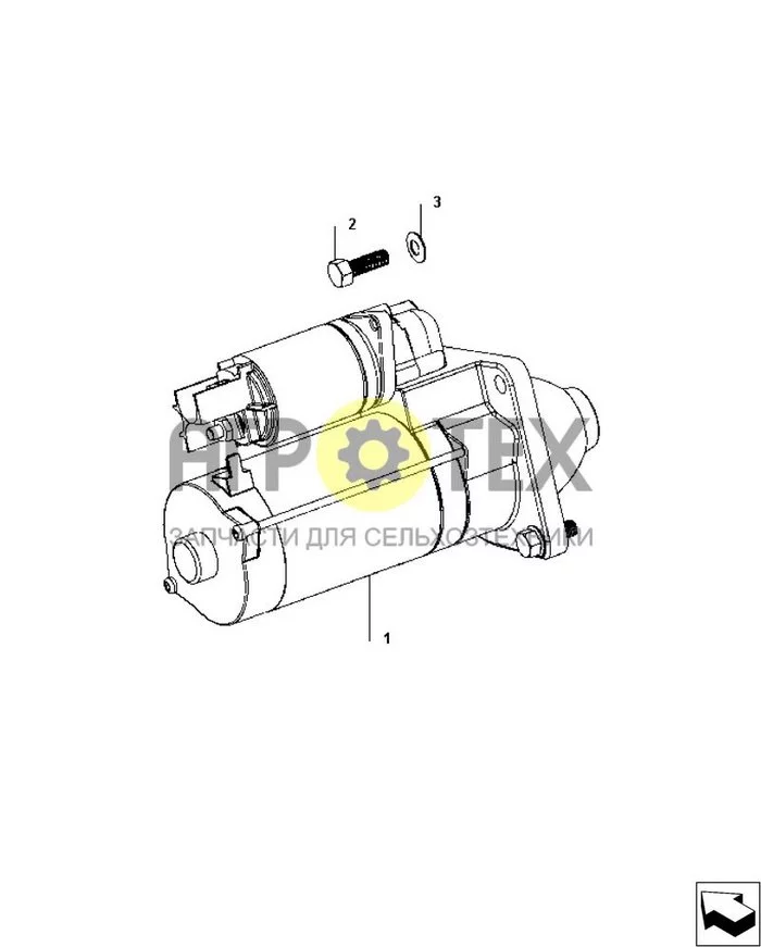 0.36.0 01 - STARTER MOTOR ASSEMBLY AND MOUNTING (№3 на схеме)