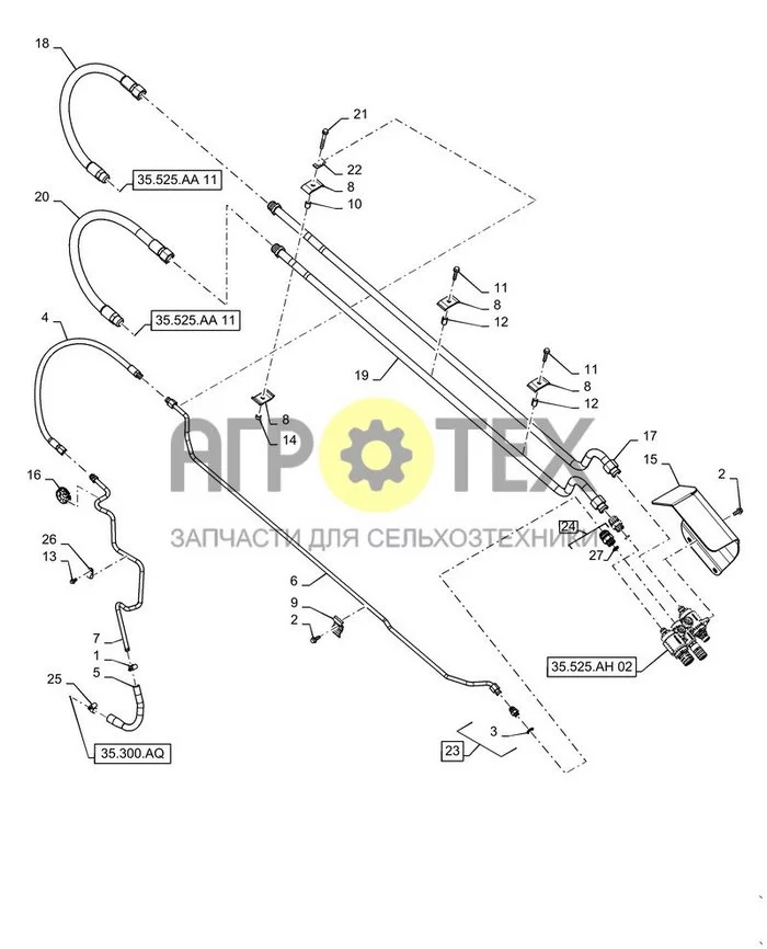 35.525.AA[12] - ВСПОМОГАТЕЛЬНАЯ ГИДРАВЛИКА, БОЛЬШОЙ РАСХОД, СЕКЦИЯ СТРЕЛЫ ; (Var) 107W240D01, 111W240D01 (№3 на схеме)