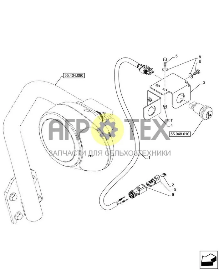 55.036.120 - VAR - 749786 - ПЕРЕДНИЙ ФОНАРЬ, ЖГУТ ПРОВОДОВ, ВЫКЛЮЧАТЕЛЬ ; (Tech Type) FARMLIFT 633 (№6 на схеме)