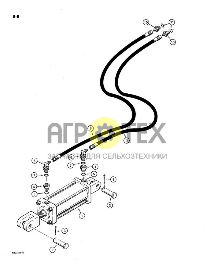 8-08 - ГИДРАВЛИЧЕСКИЙ КОНТУР ТРАНСПОРТНОГО ПОДЪЕМНИКА, 4 ДЮЙМА. ID ОДНОЦИЛИНДРОВЫЙ (№5 на схеме)