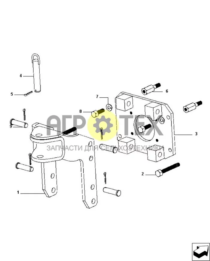 891 01 - БУКСИРНЫЙ КРЮК (ДЛЯ ТРАКТОРОВ С ПОВОРОТНОЙ ТЯГОЙ) (2WD) (№5 на схеме)