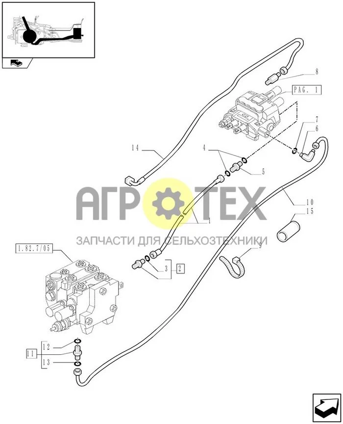 1.82.7/16[02] - TWO MID-MOUNT VALVES FOR REAR 'BOSCH' CONTROL VALVES - PIPES (VAR.330386-333386-331377) (№3 на схеме)