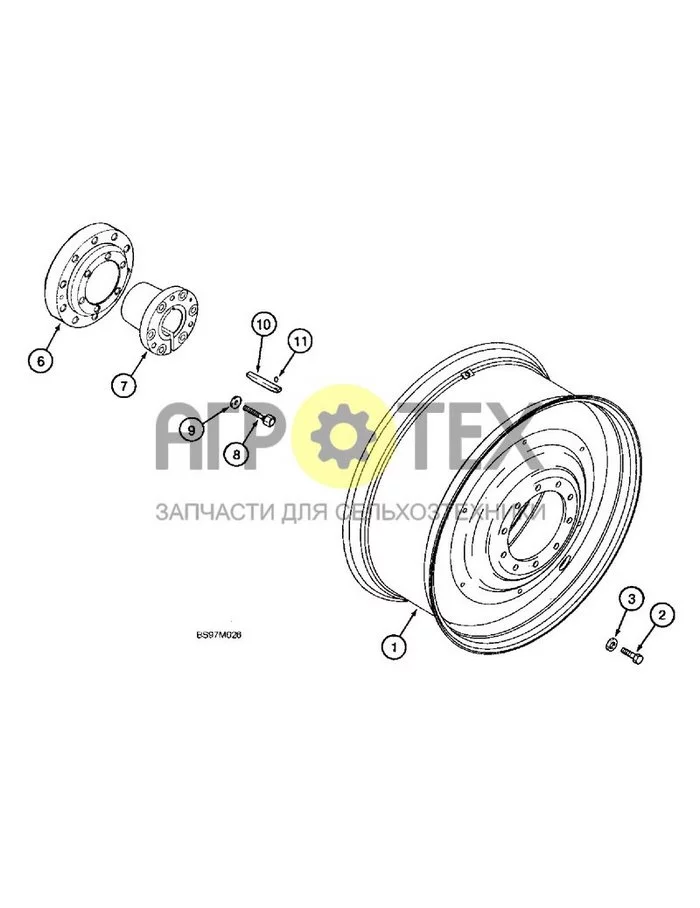 6-097A - ЗАДНИЕ КОЛЕСА ИЗ ЦЕЛЬНОЙ СТАЛИ, JJA0083000 - (№8 на схеме)