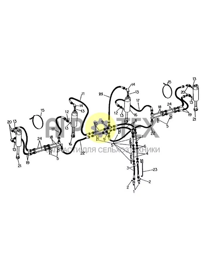 F-21 - ГИДРАВЛИЧЕСКАЯ СИСТЕМА РЕГУЛИРОВКИ ГЛУБИНЫ, КРЫЛЬЕВОГО ТИПА, СО СВАРНЫМ ЦИЛИНДРОМ, МАШИНЫ, ВЫПУЩЕННЫЕ С 1980 ПО 1985 ГОД (№15 на схеме)