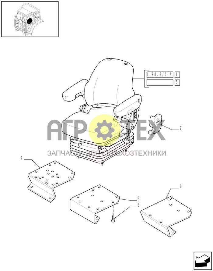 1.93.3/01 - (АРТИКУЛ 364-859) СИДЕНЬЕ (с КАБИНОЙ) (№3 на схеме)