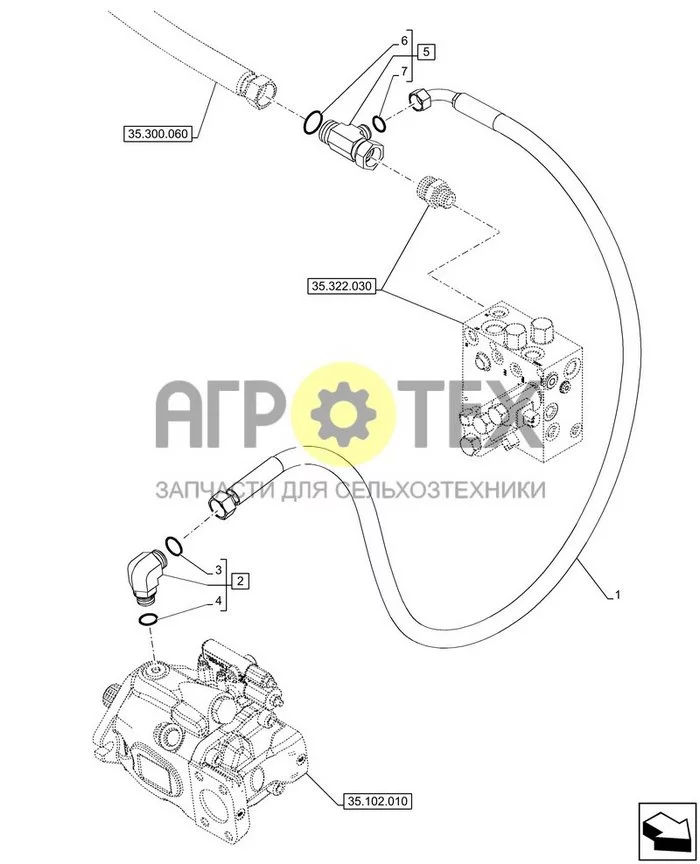 35.104.060 - VAR - 749767 - ГИДРАВЛИЧЕСКИЙ НАСОС ПЕРЕМЕННОЙ ПРОИЗВОДИТЕЛЬНОСТИ, СЛИВНОЙ ТРУБОПРОВОД ; (Tech Type) FARMLIFT 633 (№6 на схеме)