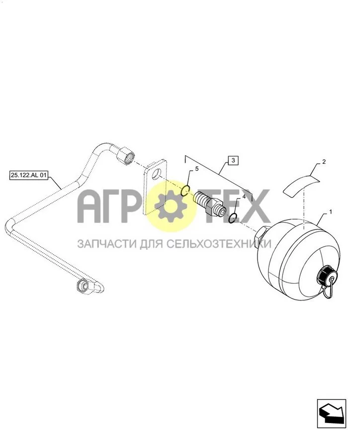 25.122.AA[01] - АККУМУЛЯТОР, 12 BOLT, SUSPENDED MFD AXLE-MAGNUM 235,260,290,315 (№4 на схеме)