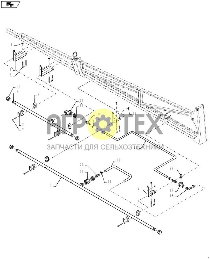 09-039 - SPRAYBAR, OUTER, 20' OFF, 6 SECTION, LO-FLOW (№19 на схеме)
