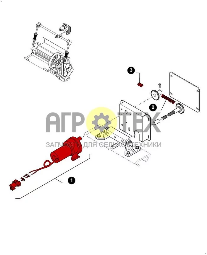 00.00CH017[01] - ЗАПЧАСТИ ДЛЯ ТЕХНИЧЕСКОГО ОБСЛУЖИВАНИЯ, CROP PRO PLUS™ - ЭЛЕКТРОДВИГАТЕЛЬ УПРАВЛЕНИЯ (№3 на схеме)