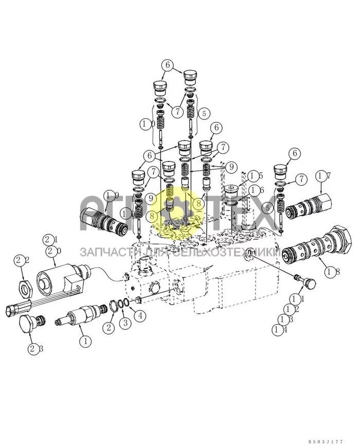 08-15 - КЛАПАН В СБОРЕ, УПРАВЛЕНИЕ - САМОВЫРАВНИВАЮЩИЙСЯ, ДВОЙНОЙ (60XT) (№7 на схеме)