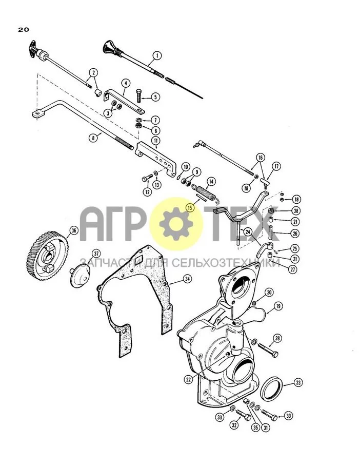 20 - THROTTLE, GOVERNOR AND TIMING GEAR COVER, SPARK IGNITION ENGINE (№6 на схеме)