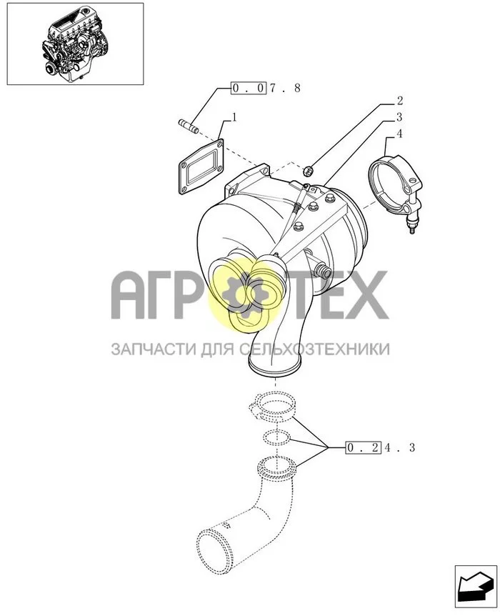 0.24.0[01] - ТУРБОКОМПРЕССОР И СОПУТСТВУЮЩИЕ ДЕТАЛИ (500376110) (№3 на схеме)
