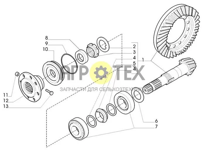 05-10[02] - BEVEL GEAR MAIN SHAFT FOR FRONT AXLE 'C, D'/. . . .----> (№2 на схеме)
