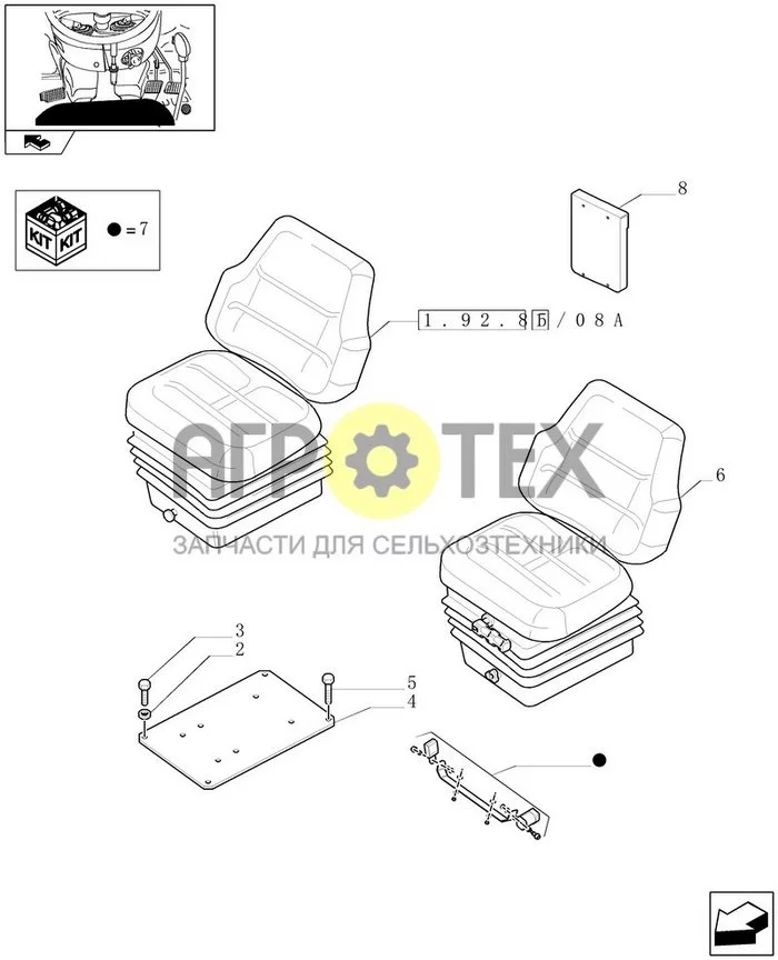 1.92.85/08 - ТКАНЕВОЕ СИДЕНЬЕ С ПНЕВМОПОДВЕСКОЙ, ВЫДВИЖНЫМИ РЕМНЯМИ БЕЗОПАСНОСТИ И ВЫКЛЮЧАТЕЛЕМ БЕЗОПАСНОСТИ - В КАБИНЕ (АРТИКУЛ 330850) (№5 на схеме)