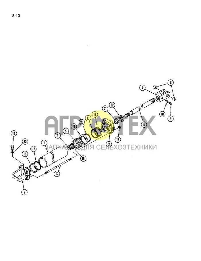 ГИДРАВЛИЧЕСКИЙ ЦИЛИНДР ПОЗИЦИОНИРОВАНИЯ 8-10 - ЯЗЫЧКОВОГО УСТРОЙСТВА ДЛЯ КОСИЛКИ 1490 И 1590 (№23 на схеме)