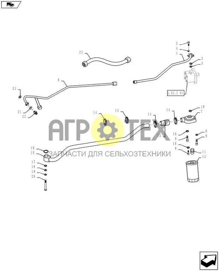 1.82.1 01[01] - ГИДРАВЛИЧЕСКИЙ ПОДЪЕМНЫЙ КОНТУР (СПЕРЕДИ) (№21 на схеме)