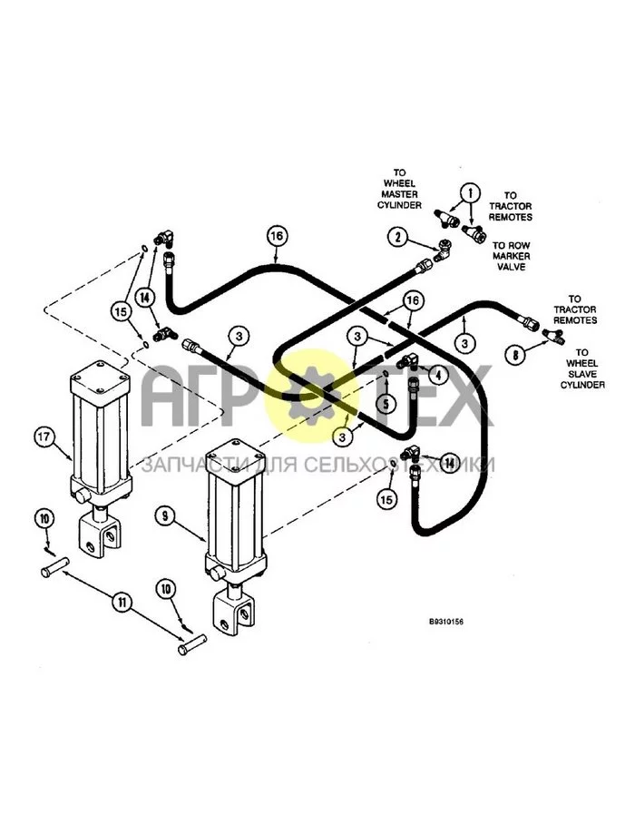 8-024 - ГИДРАВЛИЧЕСКАЯ СИСТЕМА ВСПОМОГАТЕЛЬНОГО ВЕДУЩЕГО КОЛЕСА, CYCLO AIR & PLATE TRAILING, 6-РЯДНЫЙ УЗКИЙ РАДИАТОР (№5 на схеме)